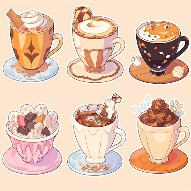 Photo international coffee day cartoon vector set