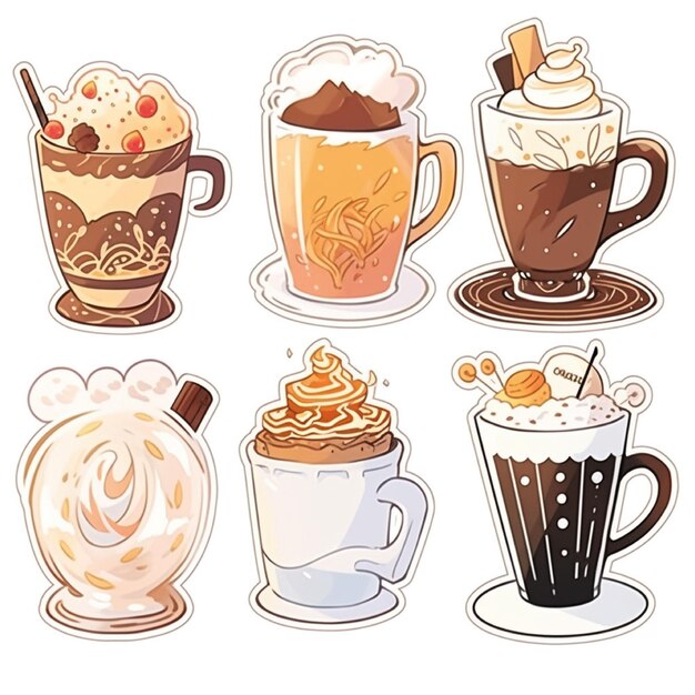 international coffee day cartoon vector set