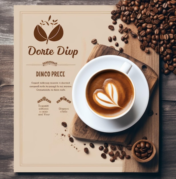 Дизайн брошюры с концепцией Международного дня кофе, созданный искусственным интеллектом
