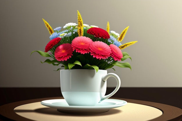 International coffee day Delicious coffee and beautiful flowers romantic wallpaper background