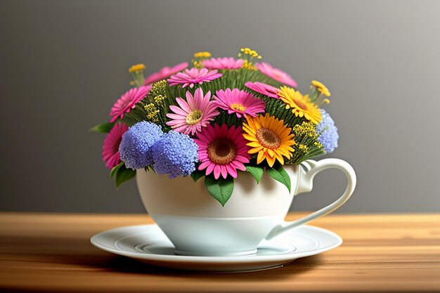 International coffee day Delicious coffee and beautiful flowers romantic wallpaper background