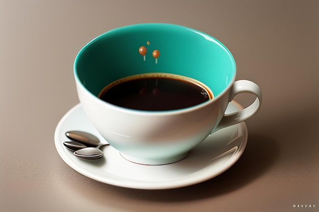 국제 커피의 날 맛있는 커피 아름다운 라떼 장식 비즈니스 애프터눈 티 음료