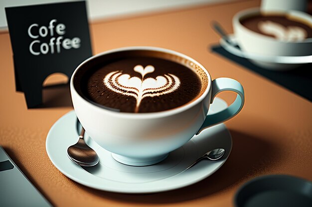 Photo international coffee day delicious coffee beautiful latte decoration business afternoon tea drinks