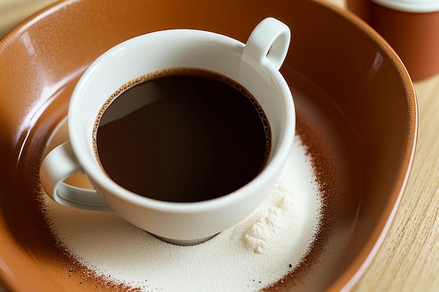 국제 커피의 날 커피 음료를 양조하고 맛있는 맛을 내기 위해 손으로 빻은 커피 콩 가루