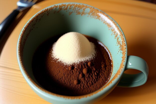 국제 커피의 날 커피 음료를 양조하고 맛있는 맛을 내기 위해 손으로 빻은 커피 콩 가루