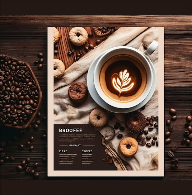 Foto design semplice del libro del menu della giornata internazionale del caffè generato dall'intelligenza artificiale