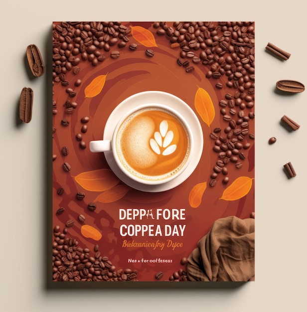 Простой дизайн плаката Международного дня кофе, созданный AI