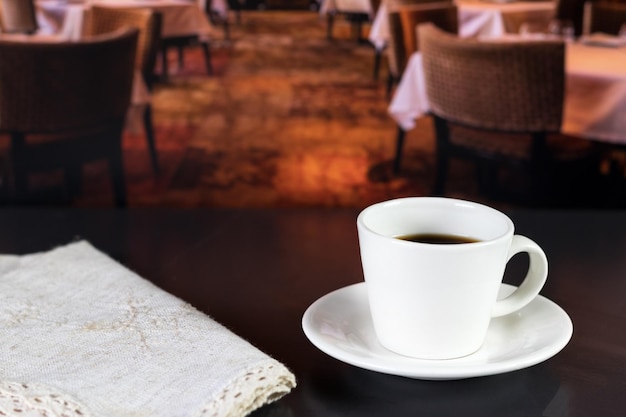 International coffee day traditional colombian drink mug of coffee on a restaurant table