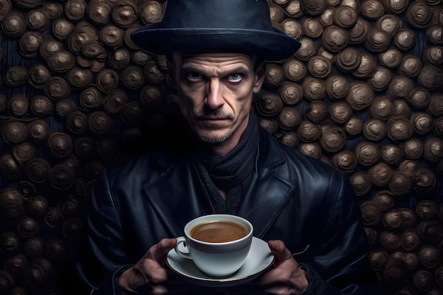 Photo international coffee day with a man