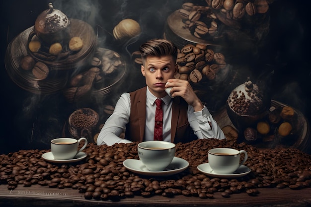 Foto giornata internazionale del caffè con un uomo