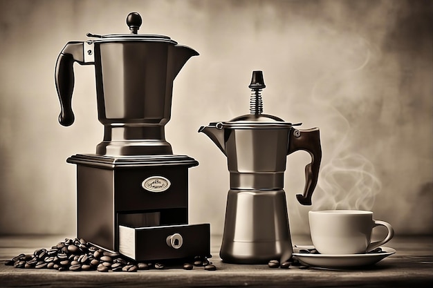 International Coffee Day with a nostalgic twist featuring a vintage coffee grinder