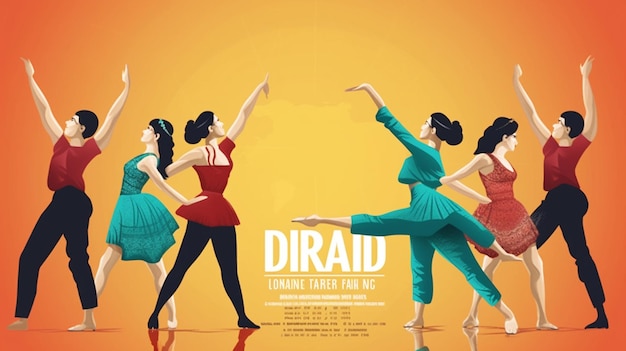 International Dance Day illustrative banner with different dance moves background Generative ai