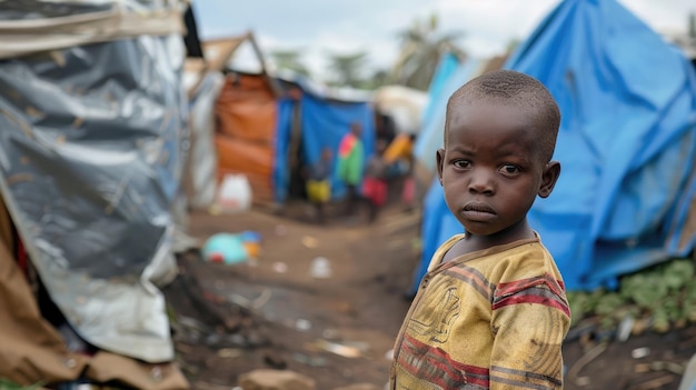 Международный день африканского ребенка портрет маленького африканского мальчика с грустным видом из бедной африканской деревни