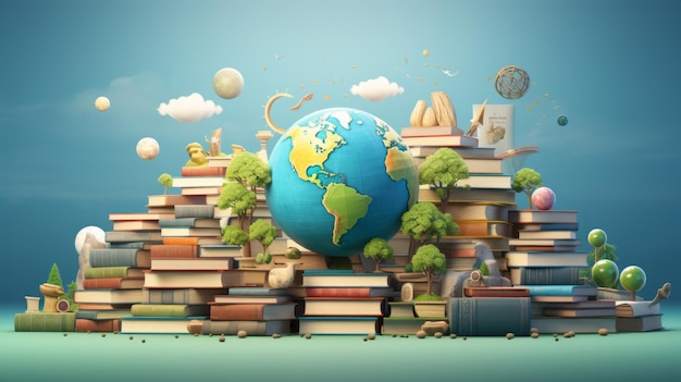 Международный день книги и авторских прав 23 апреля 3D мультфильм генеративный ИИ