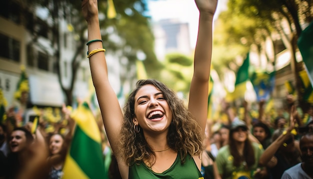 ブラジル国際デーの幸せとお祝いのポートレート写真撮影建国記念日のお祝い