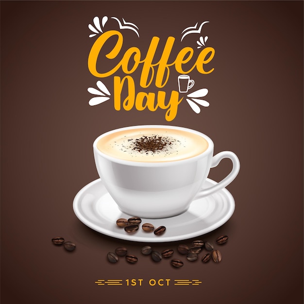 international day of coffee in flat design