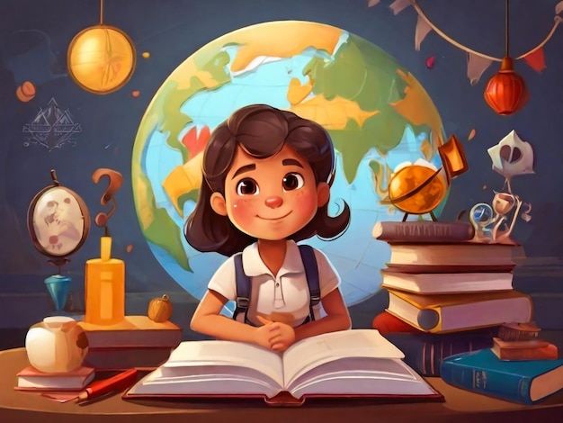 International day of education in cartoon style