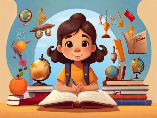 International day of education in cartoon style