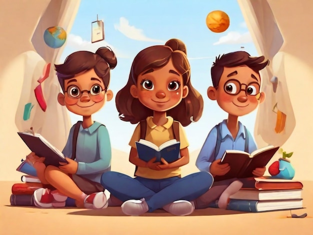 International day of education in cartoon style