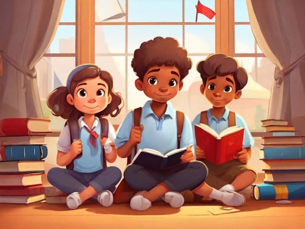 International day of education in cartoon style