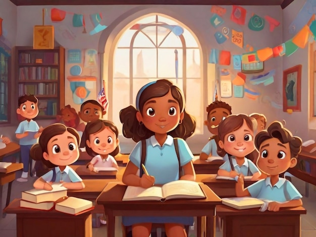 International day of education in cartoon style