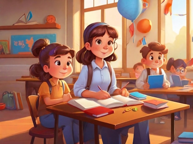 International day of education in cartoon style