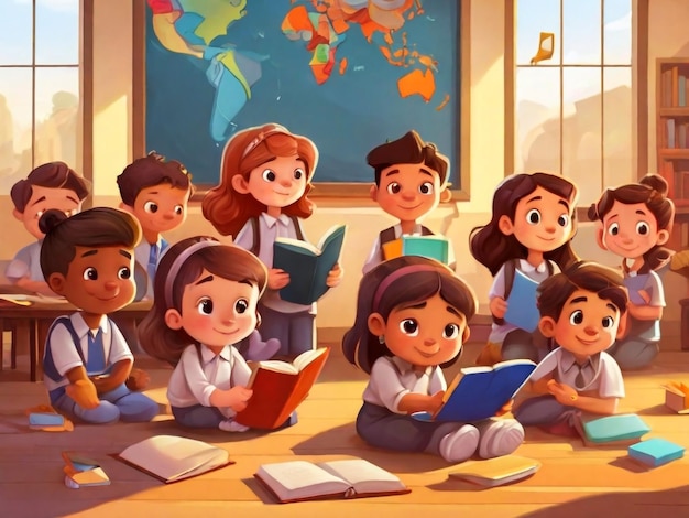 Международный день образования в стиле мультфильмов