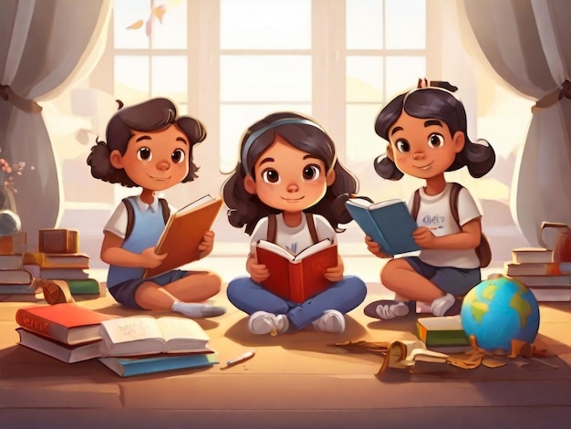 International day of education in cartoon style