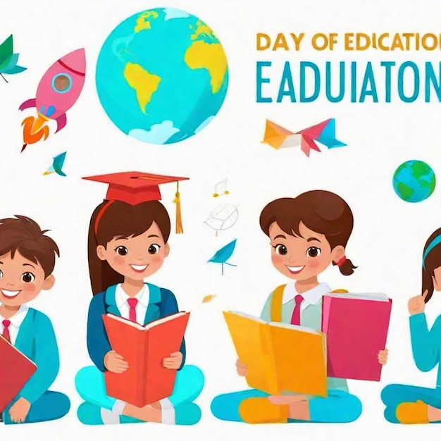 International Day of Education flat illustration for International Day of education