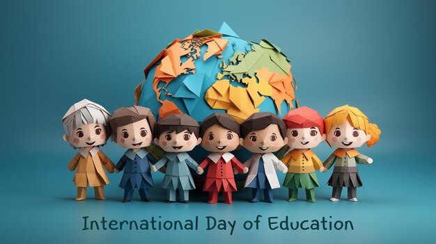 International Day of Education Poster Origami Style