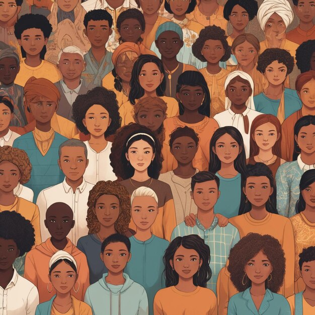 Photo international day for the elimination of racial discrimination with people of different races standing together
