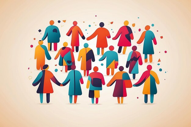 International day of friendship illustration group of people abstract icon multicolored people