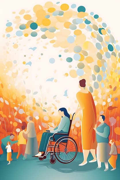 Фото Международный день инвалидов с доступной красочной международной плакатной сценой