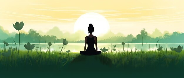 International day of yoga in Lotus pose Ideal design for poster banner 21 june Ai Generated