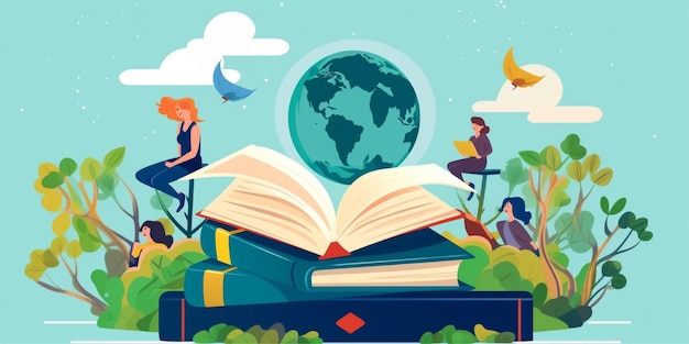 Photo international education literacy day background illustration