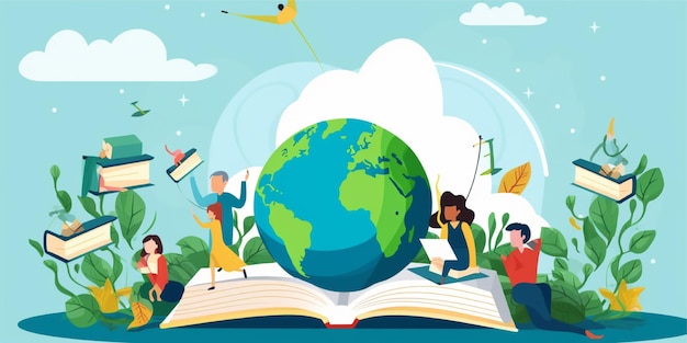 international education literacy day background illustration