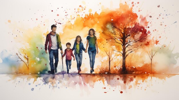 International Family Day 15th May Watercolor style Generative AI