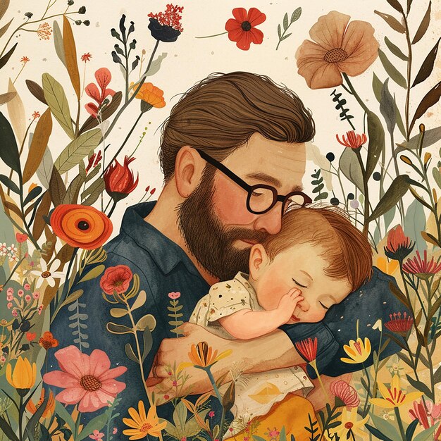 International Fathers Day family love illustration digital