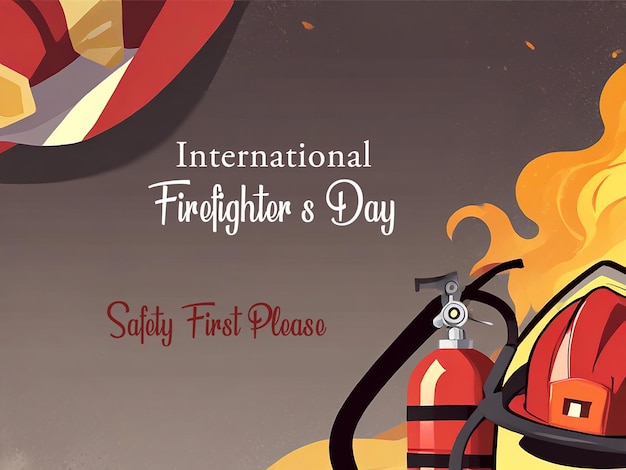 Photo international firefighter s day greeting card design heroic tribute to firefighters