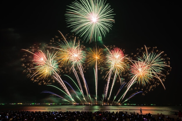 International fireworks at Pattaya International Fireworks Festival november 2021 in PattayaThailand