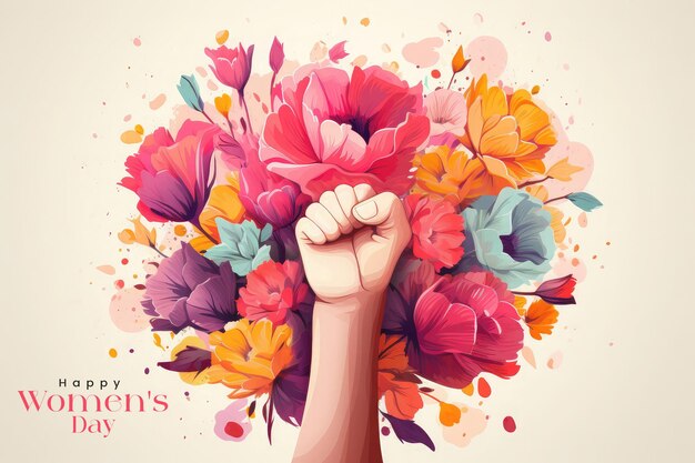 International happy womens day celebration floral illustration watercolor flowers background