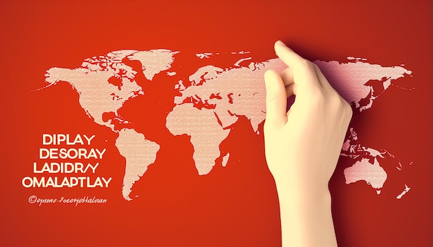 International human solidarity day creative concept with hand and world map