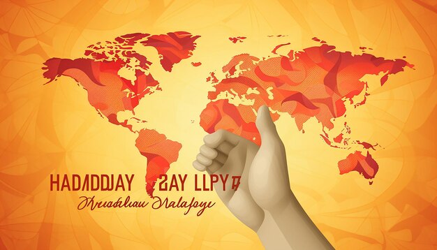 International human solidarity day creative concept with hand and world map