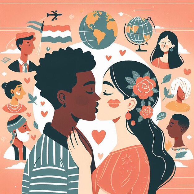 Фото шаблон Международного дня поцелуев, сгенерированный ИИ