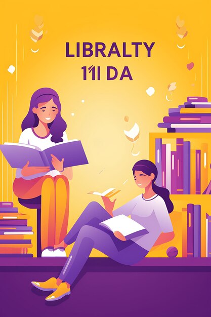 International Literacy Day With Students Studying in a Libra colorful international Posters Stage