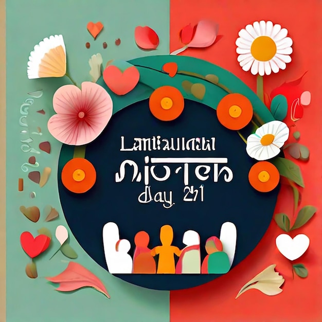 Photo international mother language day 21 february flat illustration generated by ai