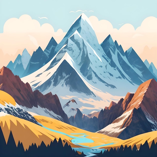 国際山の日の描画イラスト 山のベクター アート 山画像 AI 生成