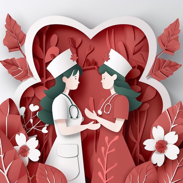 Photo international nurses day card vector paper cut illustration