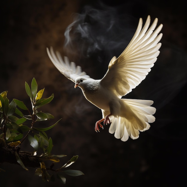 International Peace Day Dove with olive branch signAI generated