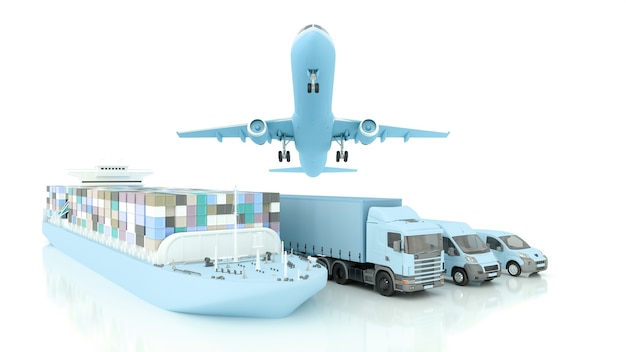 Международная доставка и доставка товаров, 3d иллюстрации
